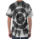 Black And White Tie Dye Print Men's Velvet T-Shirt