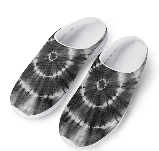 Black And White Tie Dye Print Mesh Casual Shoes