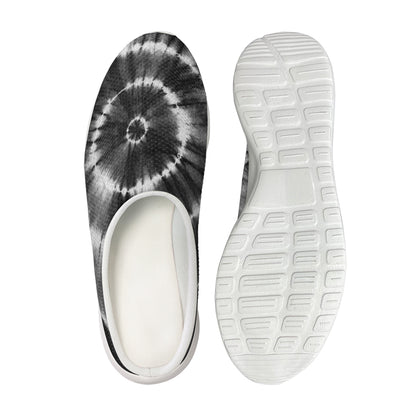 Black And White Tie Dye Print Mesh Casual Shoes