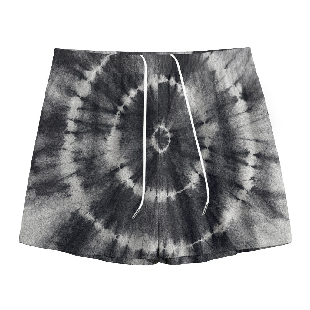 Black And White Tie Dye Print Mesh Shorts