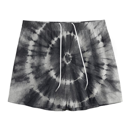 Black And White Tie Dye Print Mesh Shorts