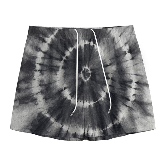 Black And White Tie Dye Print Mesh Shorts
