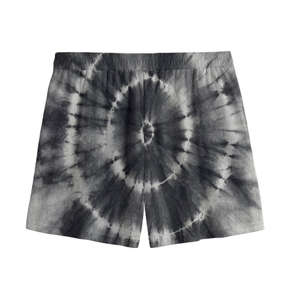 Black And White Tie Dye Print Mesh Shorts