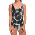 Black And White Tie Dye Print One Piece Swimsuit
