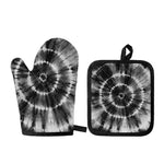 Black And White Tie Dye Print Oven Mitt And Pot Holder Set