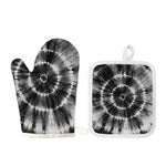 Black And White Tie Dye Print Oven Mitt And Pot Holder Set
