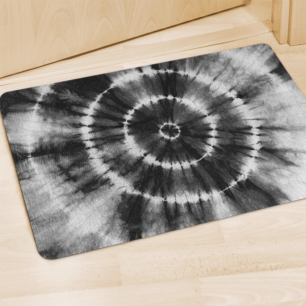 Black And White Tie Dye Print Polyester Doormat