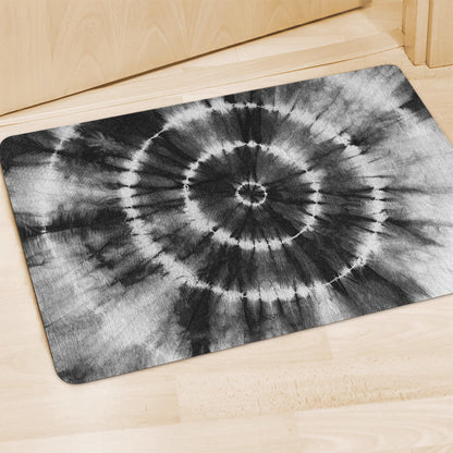 Black And White Tie Dye Print Polyester Doormat