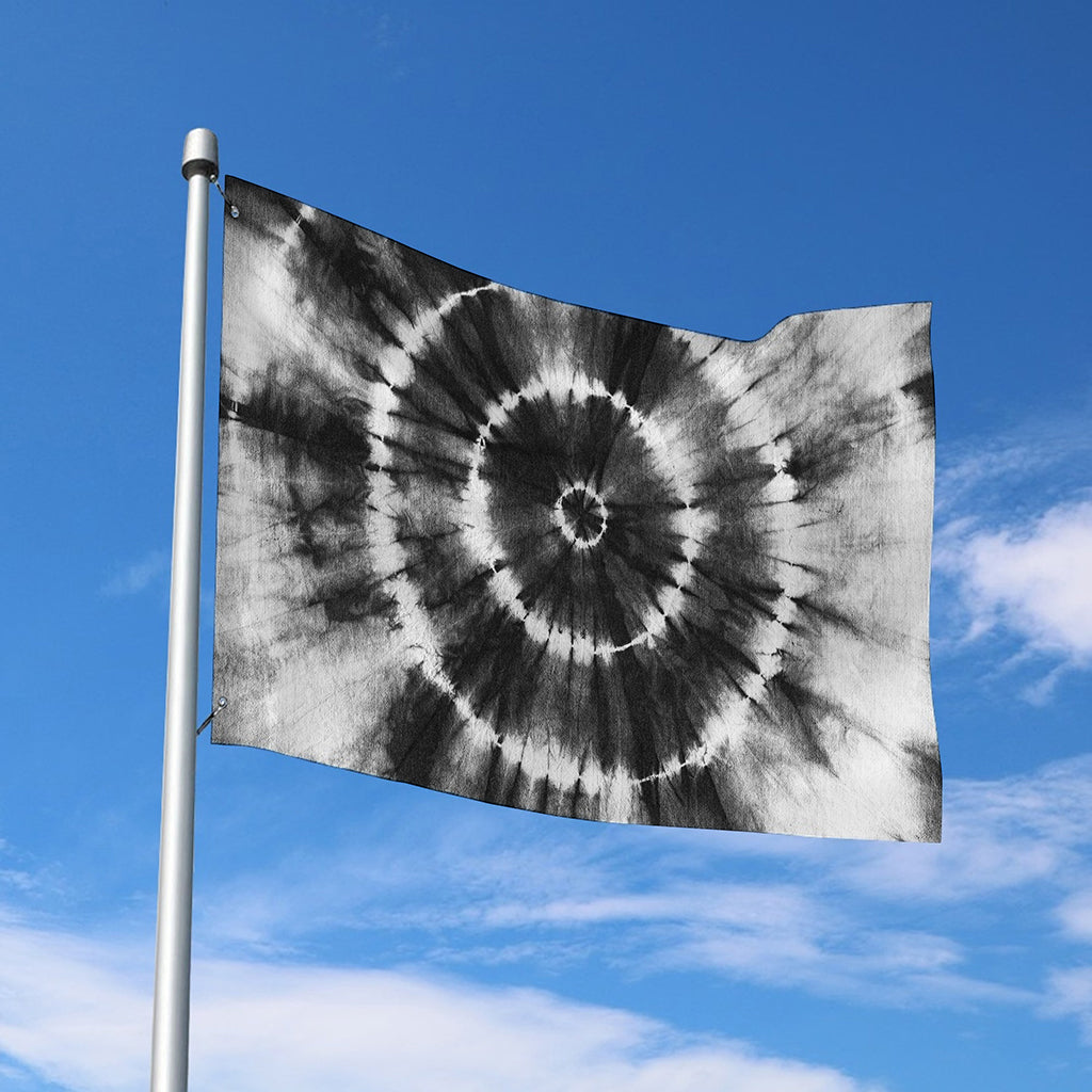 Black And White Tie Dye Print Polyester Flag