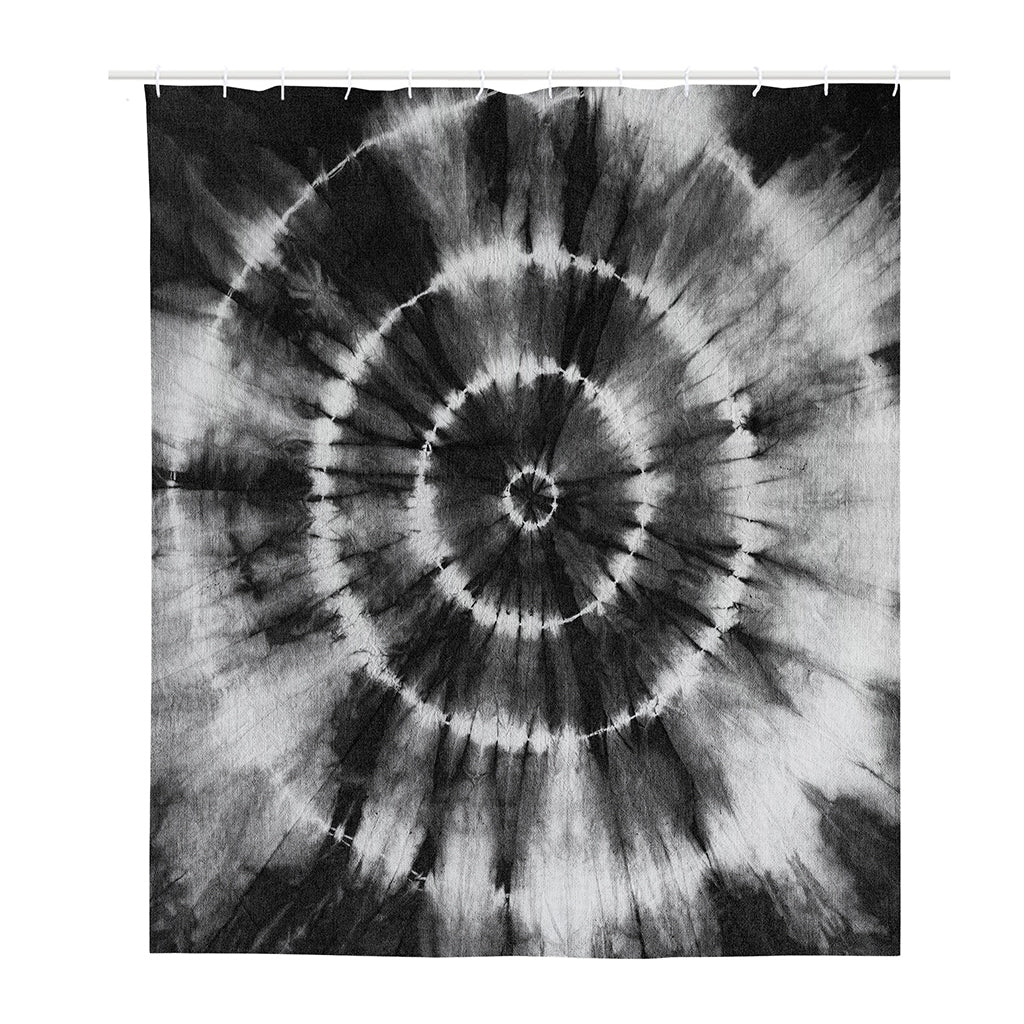 Black And White Tie Dye Print Polyester Shower Curtain