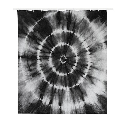 Black And White Tie Dye Print Polyester Shower Curtain