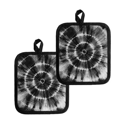 Black And White Tie Dye Print Pot Holders