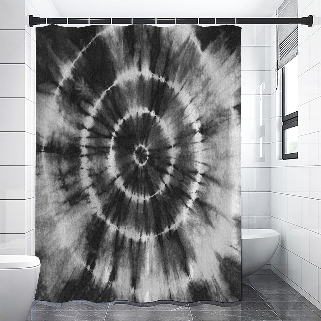 Black And White Tie Dye Print Premium Shower Curtain