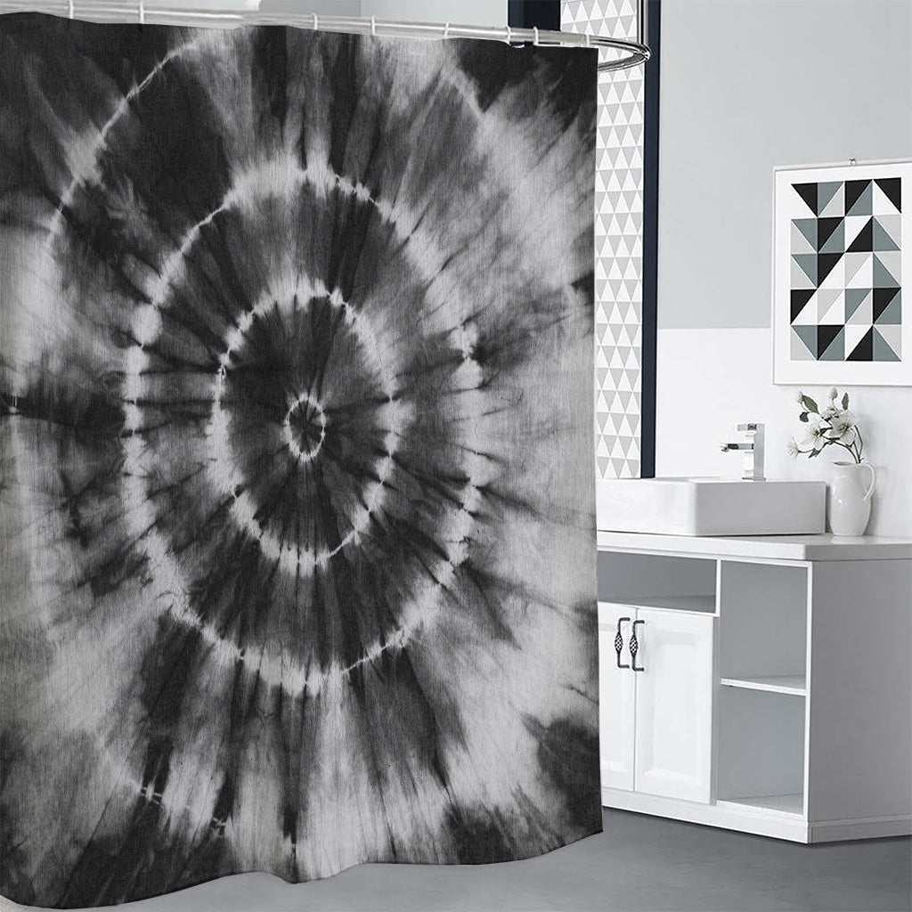 Black And White Tie Dye Print Premium Shower Curtain