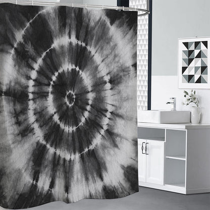 Black And White Tie Dye Print Premium Shower Curtain