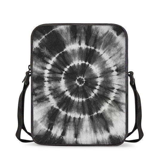 Black And White Tie Dye Print Rectangular Crossbody Bag