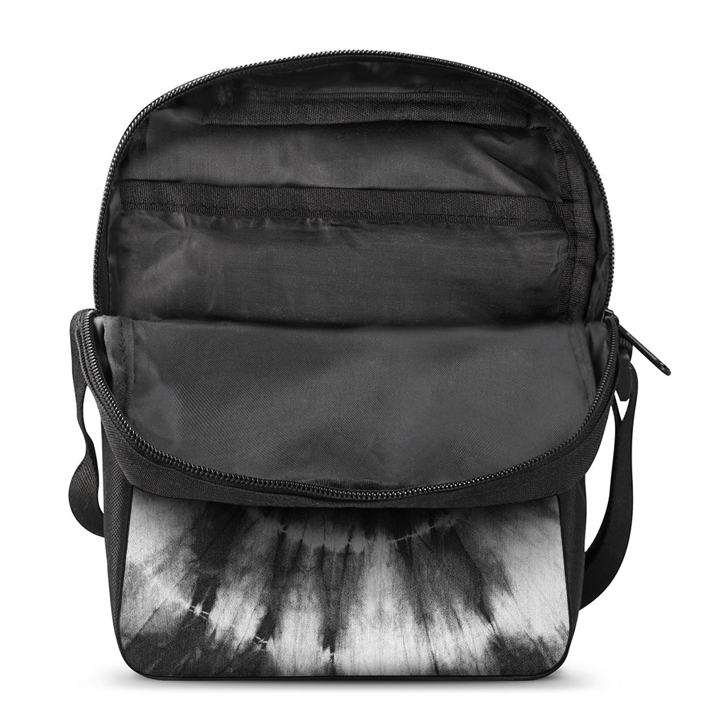 Black And White Tie Dye Print Rectangular Crossbody Bag