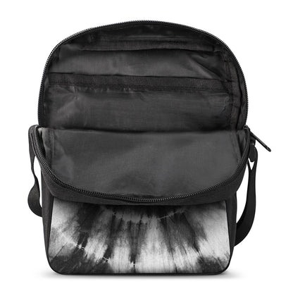 Black And White Tie Dye Print Rectangular Crossbody Bag