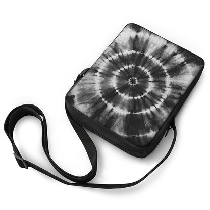 Black And White Tie Dye Print Rectangular Crossbody Bag