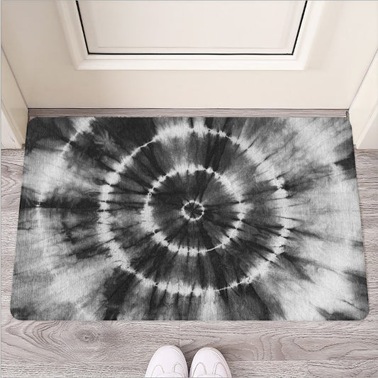 Black And White Tie Dye Print Rubber Doormat