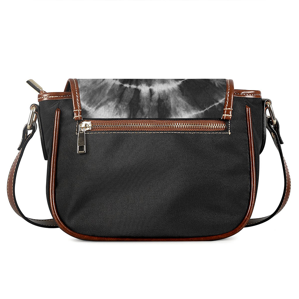 Black And White Tie Dye Print Saddle Bag