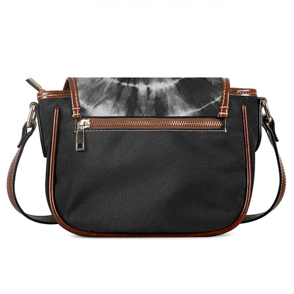 Black And White Tie Dye Print Saddle Bag