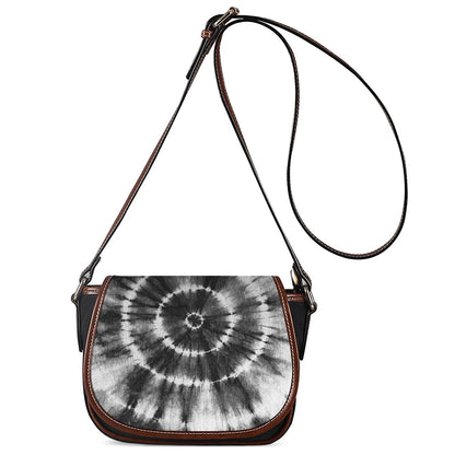 Black And White Tie Dye Print Saddle Bag