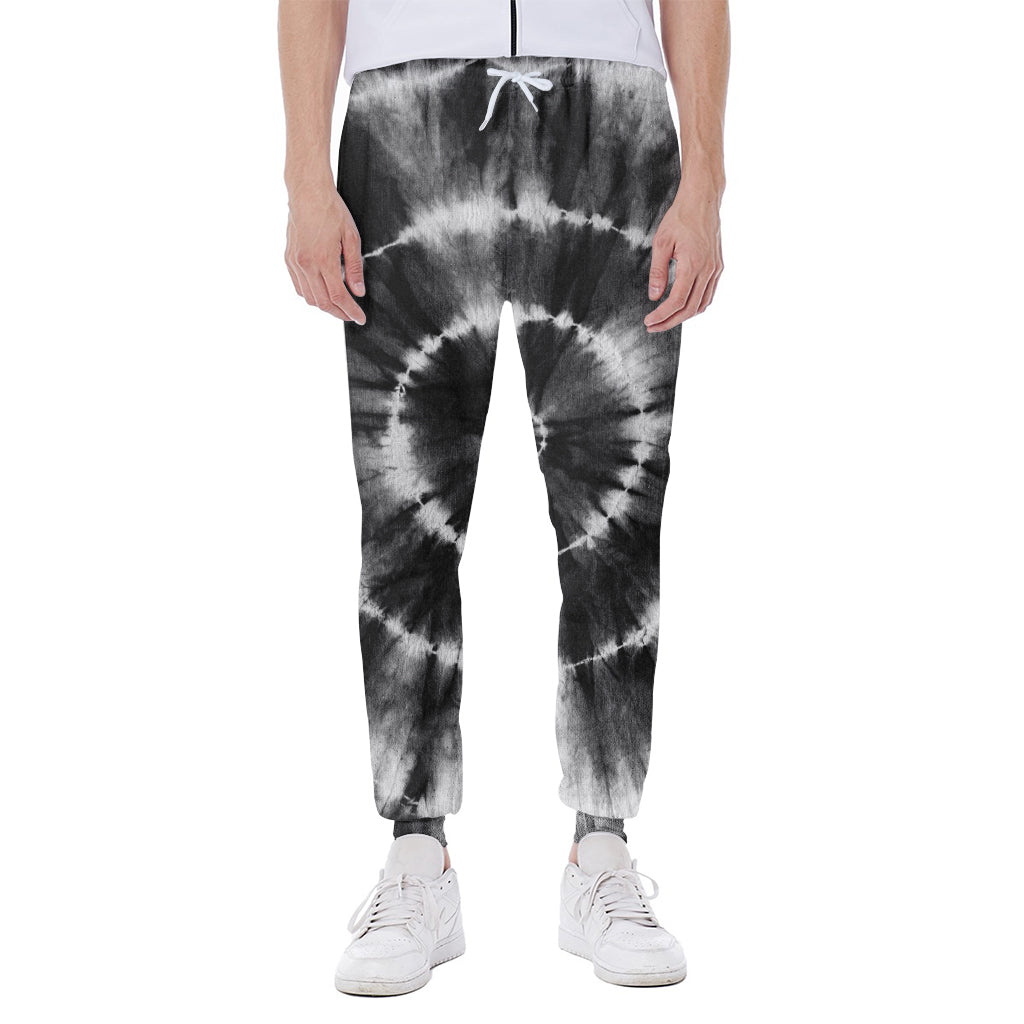 Black And White Tie Dye Print Scuba Joggers