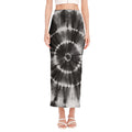 Black And White Tie Dye Print Side Slit Maxi Skirt