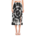 Black And White Tie Dye Print Side Slit Midi Skirt