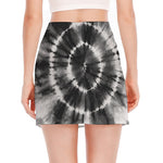 Black And White Tie Dye Print Side Slit Mini Skirt