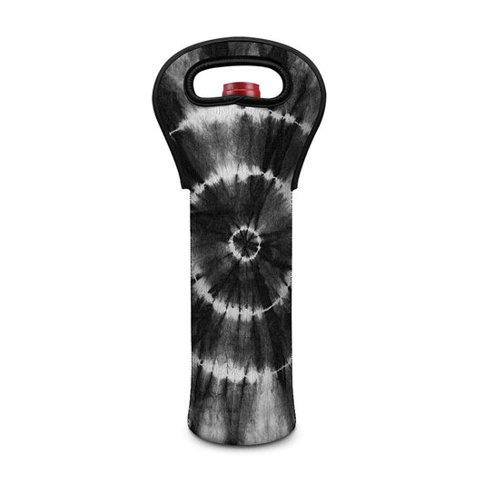 Black And White Tie Dye Print Single Neoprene Wine Tote