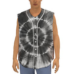Black And White Tie Dye Print Sleeveless Baseball Jersey