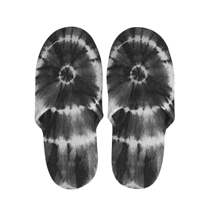 Black And White Tie Dye Print Slippers