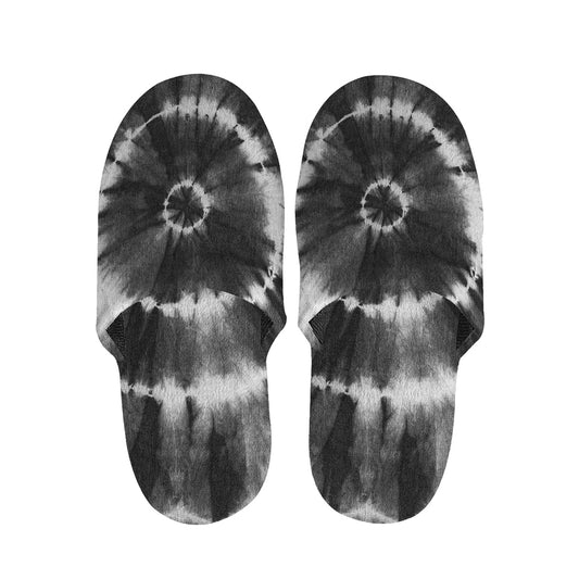 Black And White Tie Dye Print Slippers