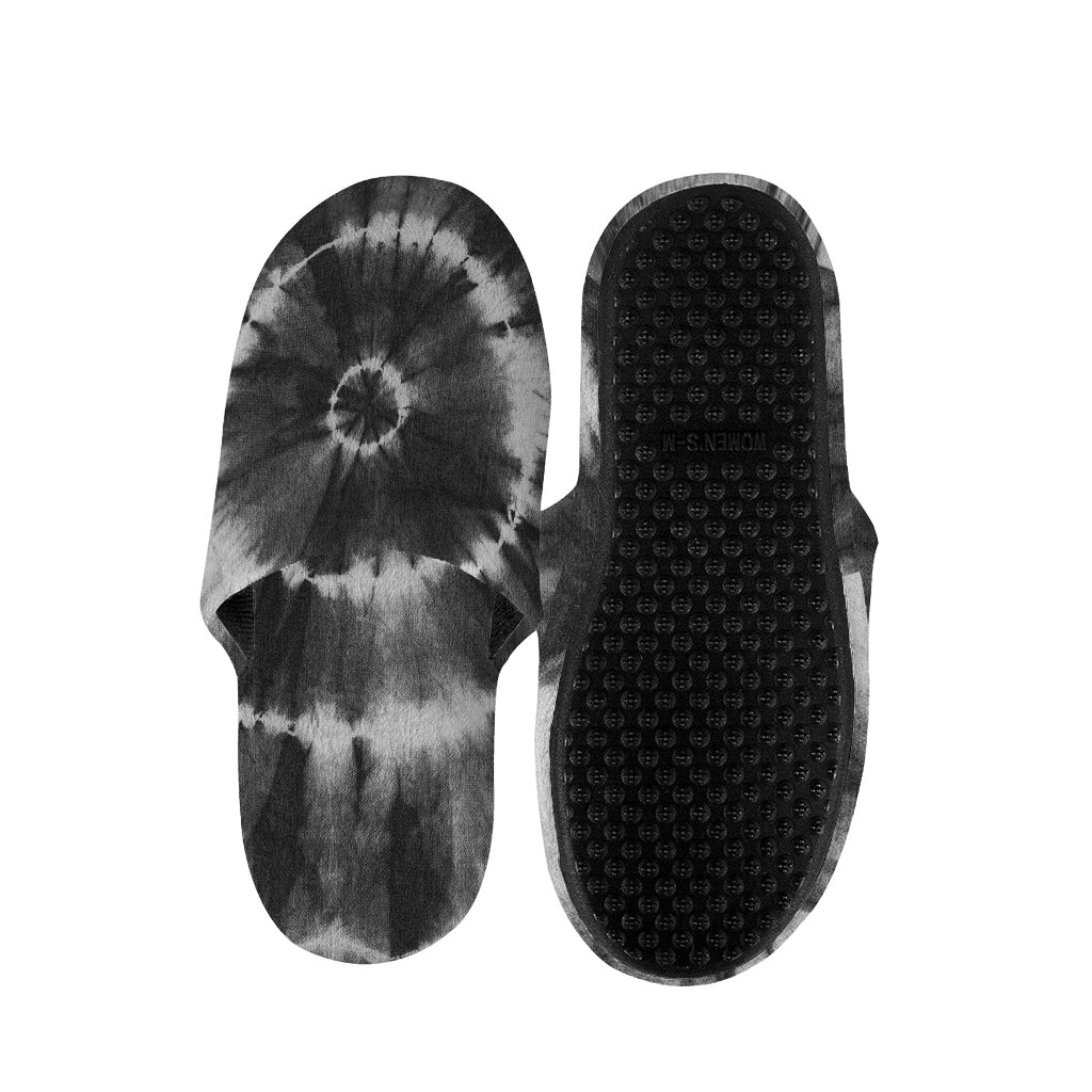 Black And White Tie Dye Print Slippers