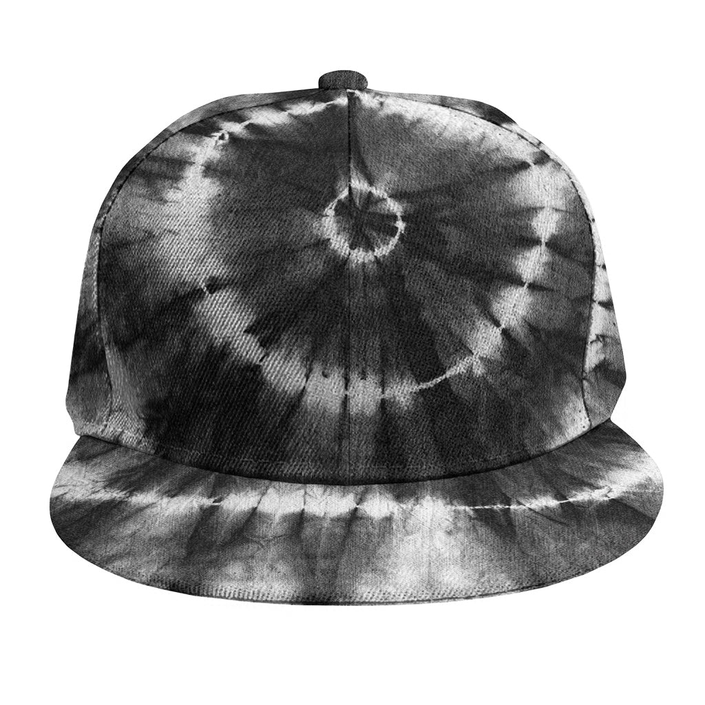 Black And White Tie Dye Print Snapback Cap