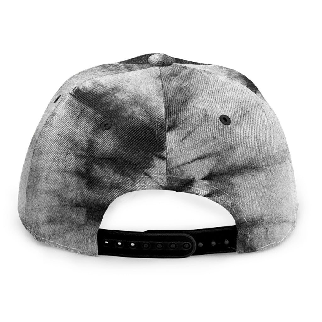 Black And White Tie Dye Print Snapback Cap