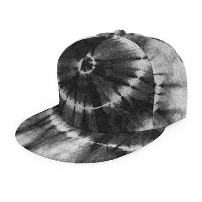 Black And White Tie Dye Print Snapback Cap