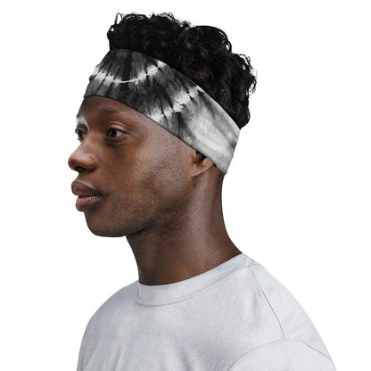 Black And White Tie Dye Print Sports Headband