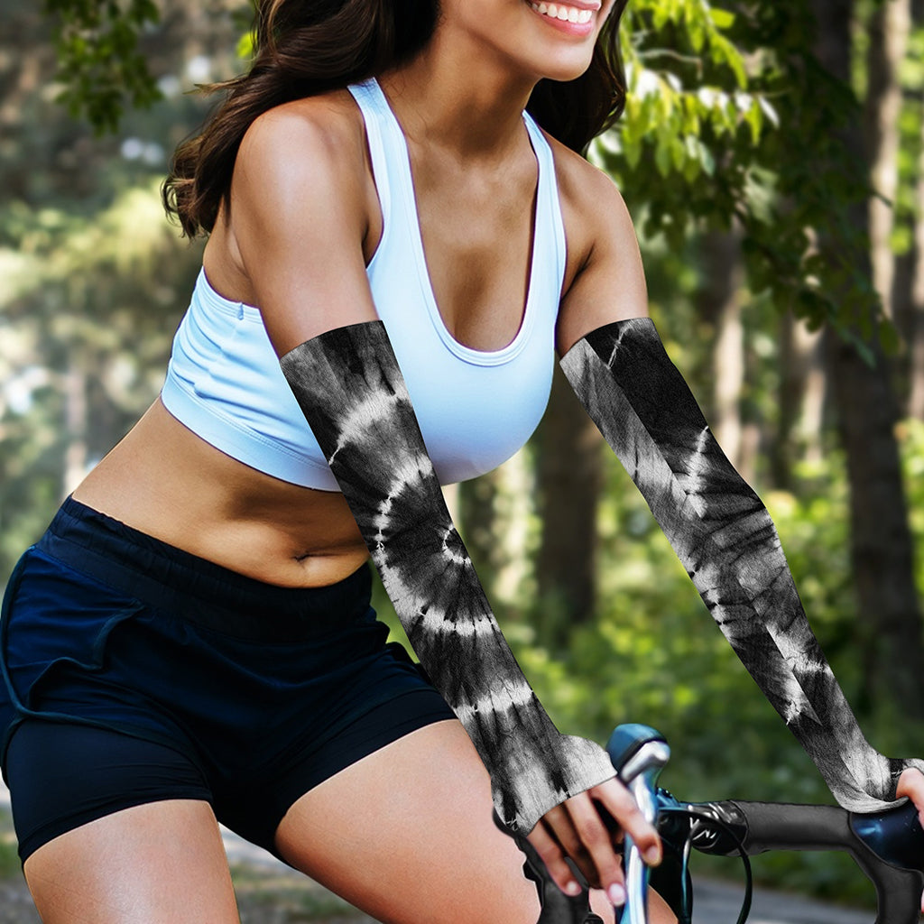 Black And White Tie Dye Print Sun Protection Arm Sleeves