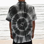 Black And White Tie Dye Print Textured Short Sleeve Shirt