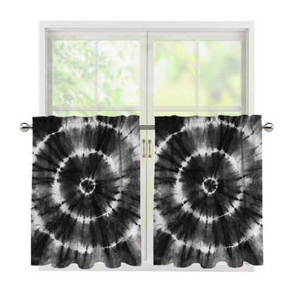 Black And White Tie Dye Print Tier Curtains