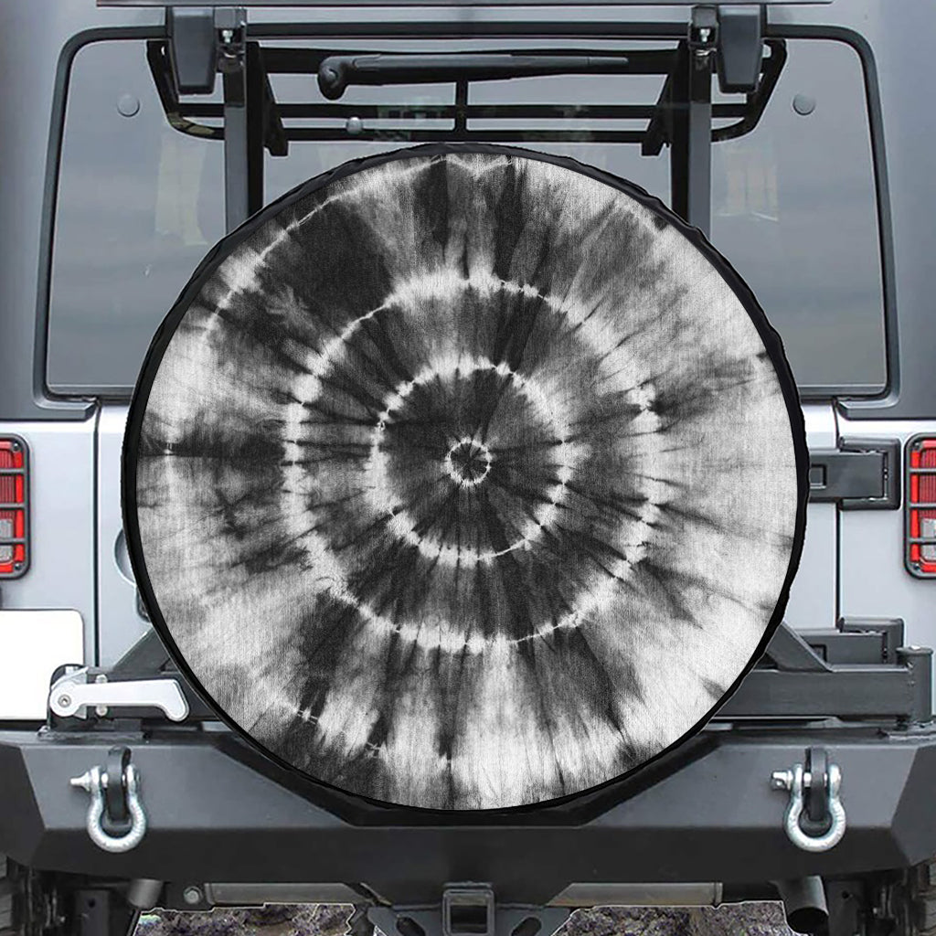 Black And White Tie Dye Print Tire Cover