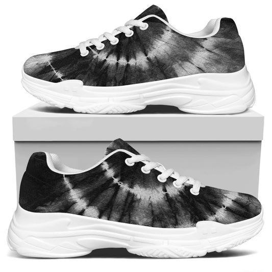 Black And White Tie Dye Print White Chunky Shoes