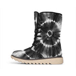 Black And White Tie Dye Print Winter Boots