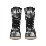 Black And White Tie Dye Print Winter Boots