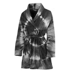 Black And White Tie Dye Print Women's Bathrobe