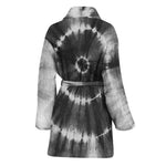 Black And White Tie Dye Print Women's Bathrobe