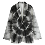 Black And White Tie Dye Print Women's Blazer